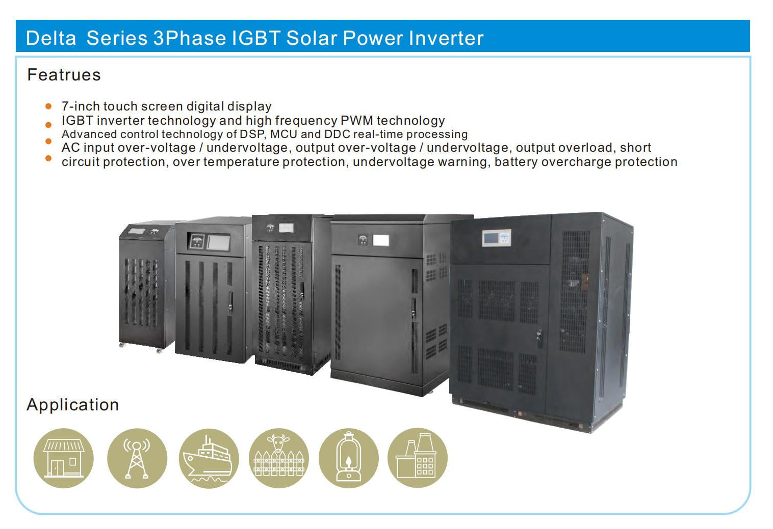 50kw three-phase solar inverters hybrid solar inverter off grid inverter 60kw 80kw 100kw 120kw 140kw 160kw 200kw available