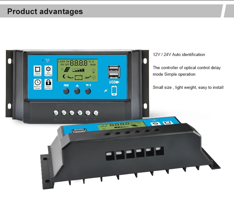 Factory price OEM service 12V 24V solar charge controller solar controller 10a 20a 30a 40a 50a 60a pwm solar charger controller