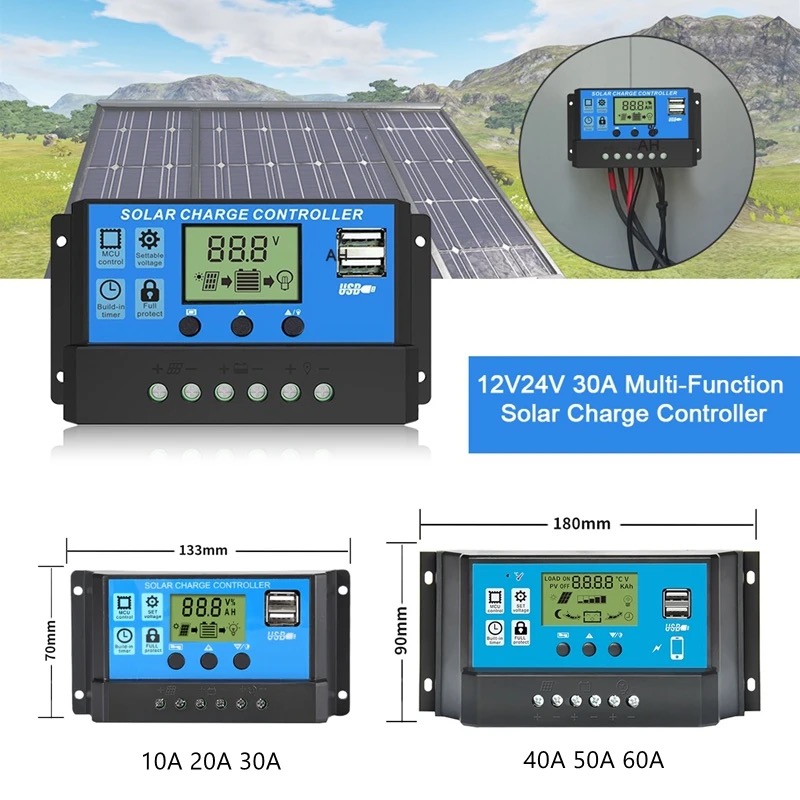 Factory price OEM service 12V 24V solar charge controller solar controller 10a 20a 30a 40a 50a 60a pwm solar charger controller