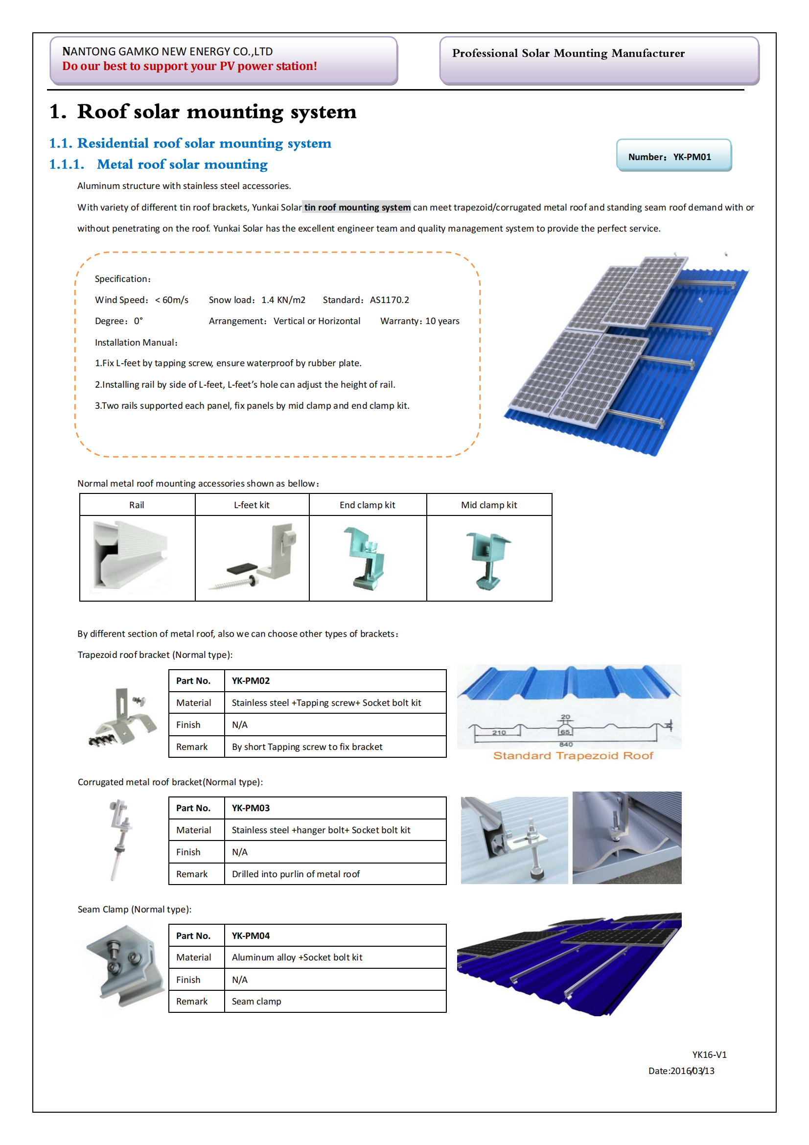 Solar Bracket for Mounting System
