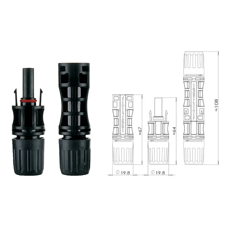 1pin Male Female PV Waterproof Solar Panel Cable Connector 30A 1500V Solar Connectors for PV Energy System