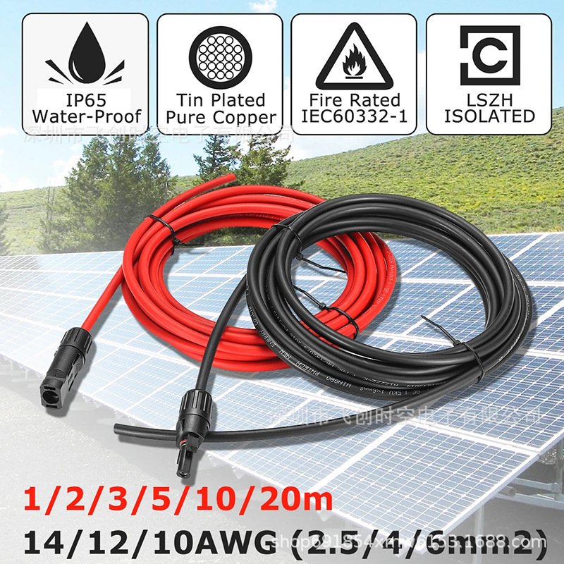 PV cable Black Red 6mm2 1000V 1500V tinned copper wire PV Solar Cable for solar power station good quality from China